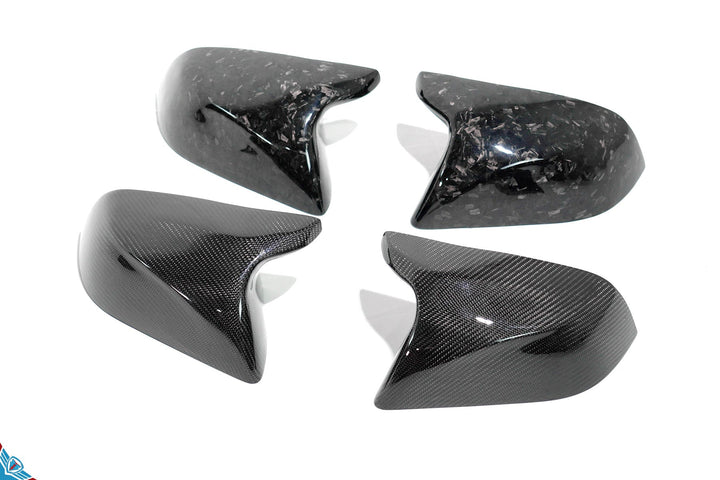 Tesla Model 3 Full Replacement Carbon Fiber Bull Horn Mirror Covers [Various Finishes] | FYBR Aerodynamics - Prop and Piston