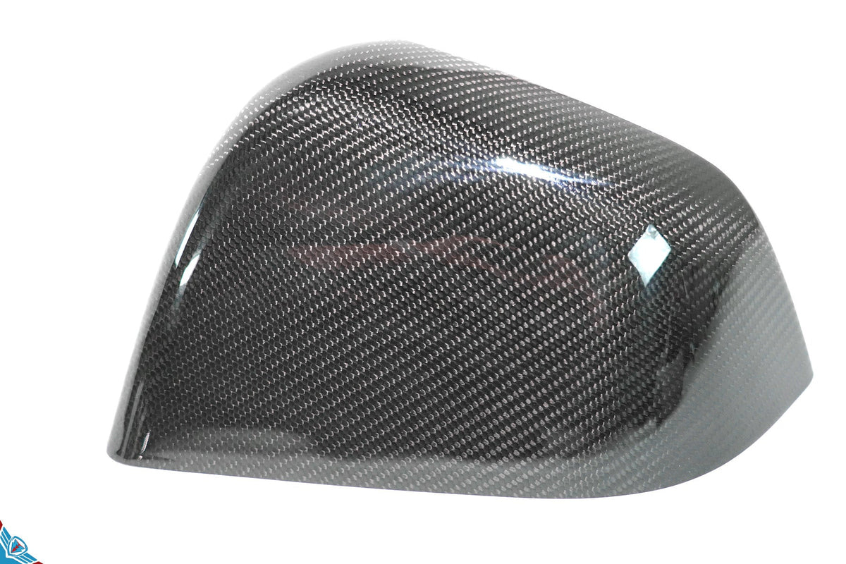 Tesla Model Y Full OEM Replacement DRY Carbon Fiber Mirror Covers [Various Finishes] | FYBR Aerodynamics - Prop and Piston