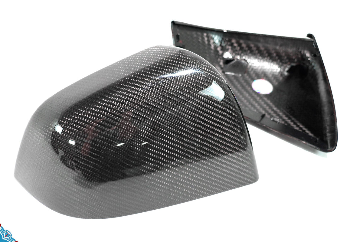 Tesla Model Y Full OEM Replacement DRY Carbon Fiber Mirror Covers [Various Finishes] | FYBR Aerodynamics - Prop and Piston