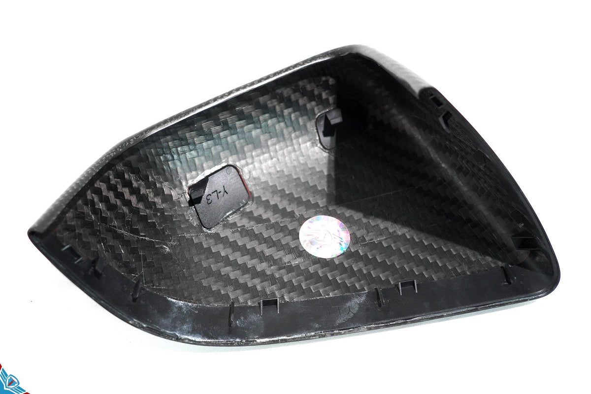 Tesla Model Y Full OEM Replacement DRY Carbon Fiber Mirror Covers [Various Finishes] | FYBR Aerodynamics - Prop and Piston
