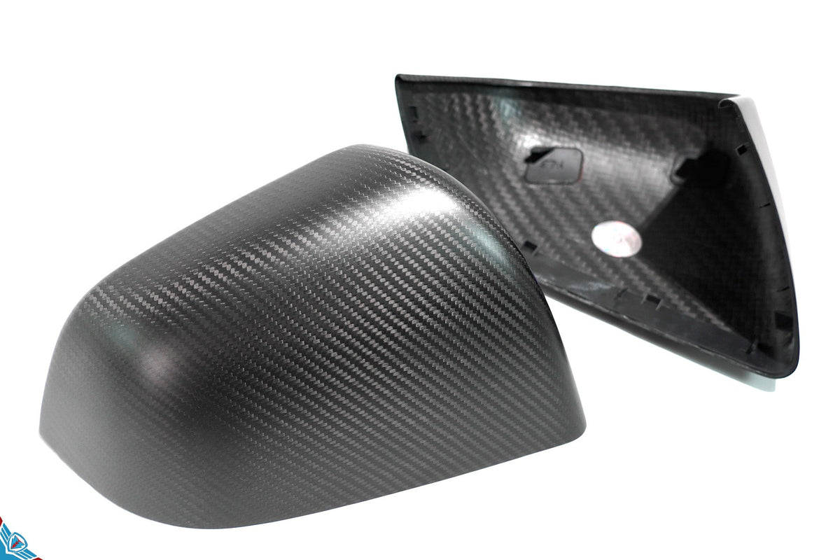 Tesla Model Y Full OEM Replacement DRY Carbon Fiber Mirror Covers [Various Finishes] | FYBR Aerodynamics - Prop and Piston