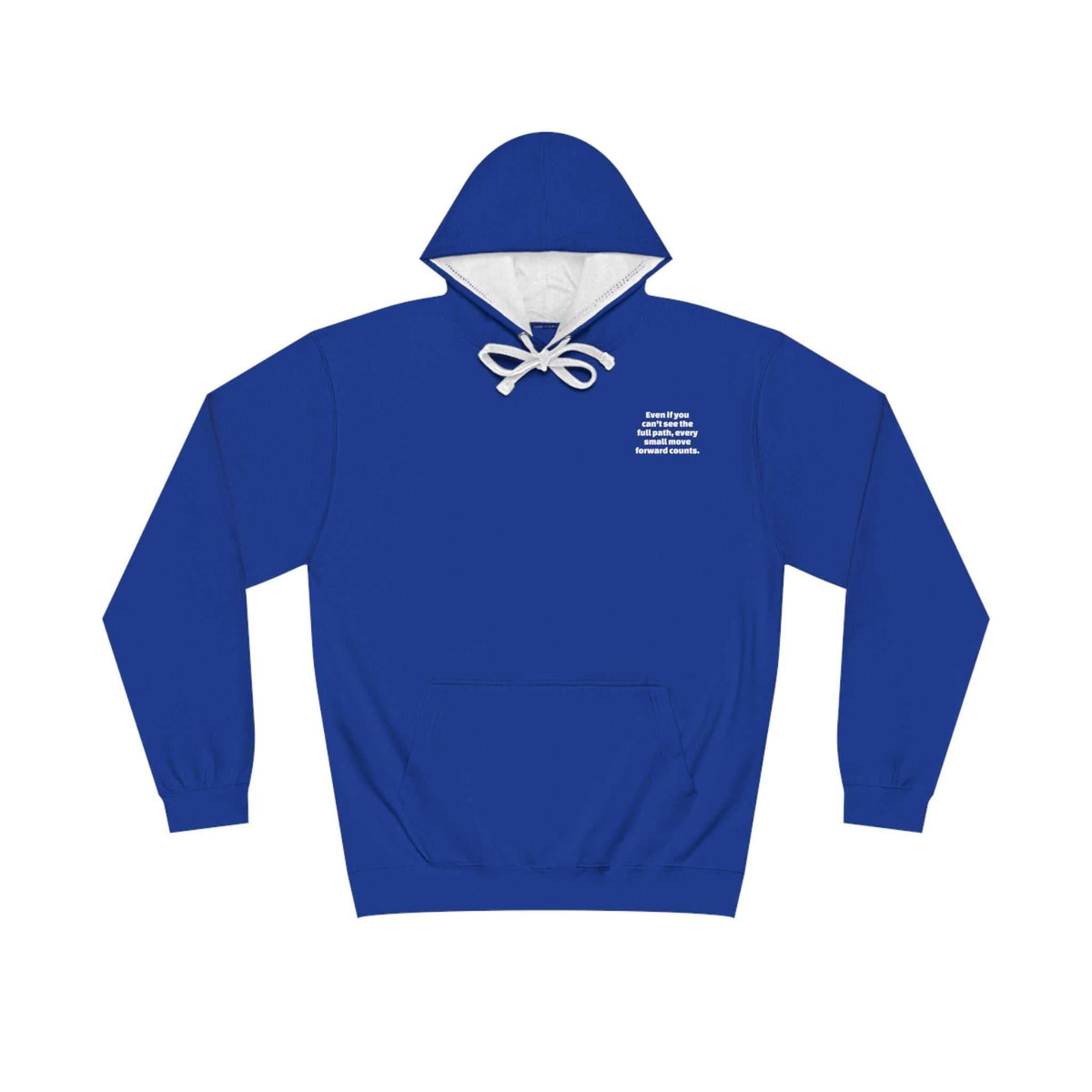 Inspirational Unisex Varsity Hoodie with contrast hood and motivational graphic