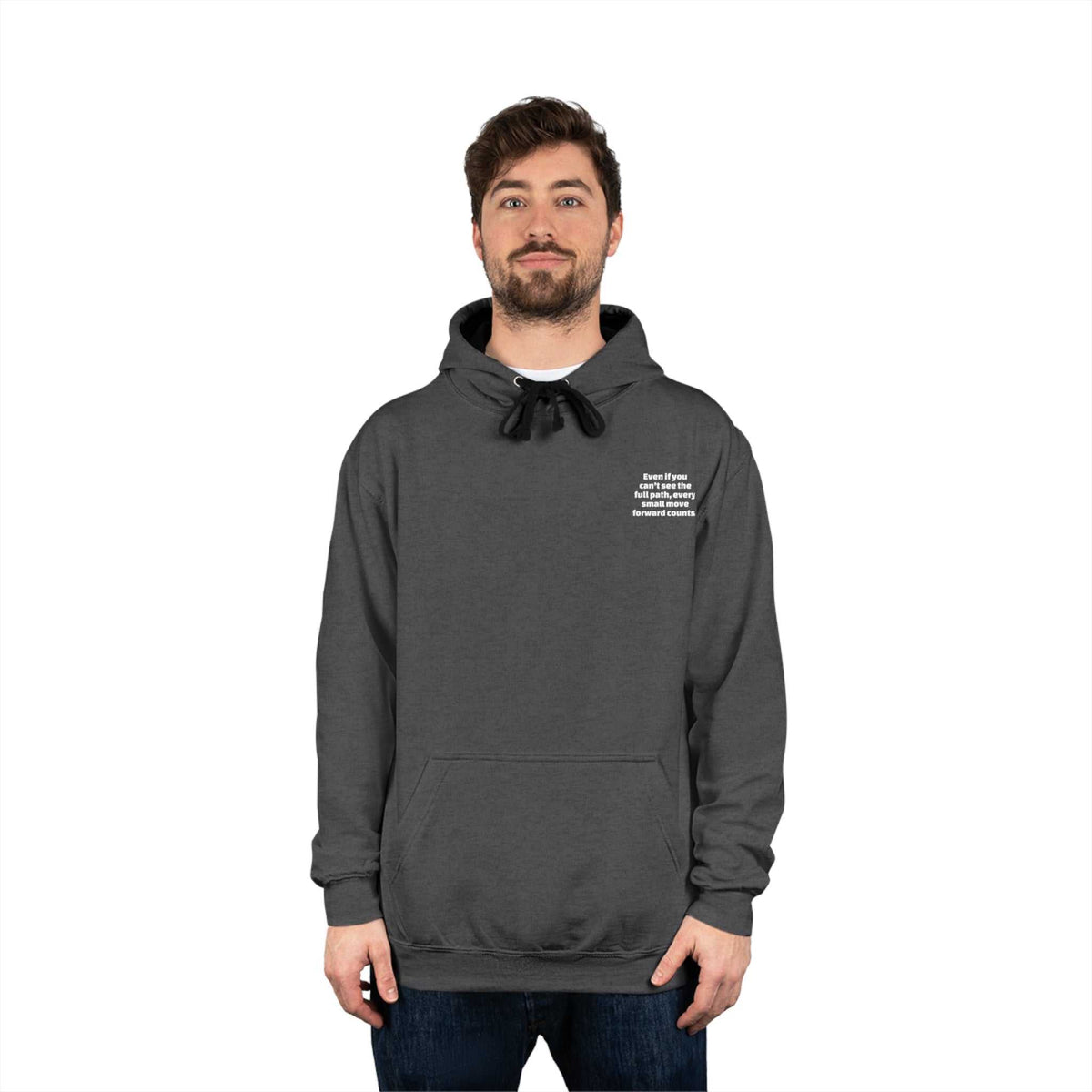 Inspirational Unisex Varsity Hoodie with contrast hood and motivational graphic, cozy and stylish for casual wear