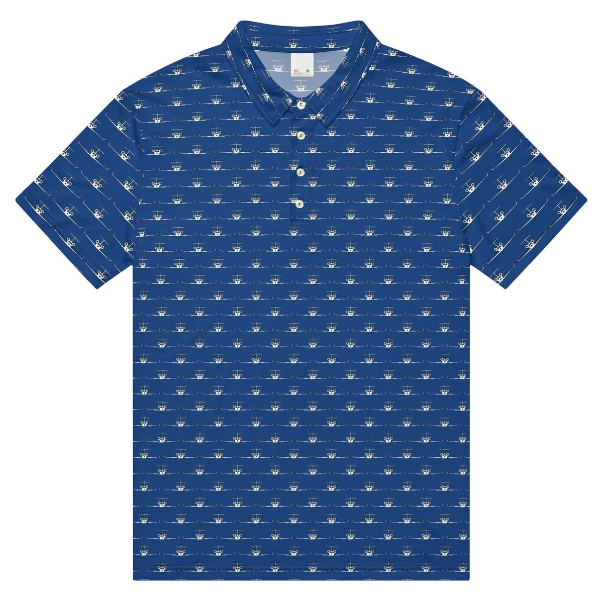 Modern slim fit airplane polo shirt for men with jet pilot collar and breathable fabric