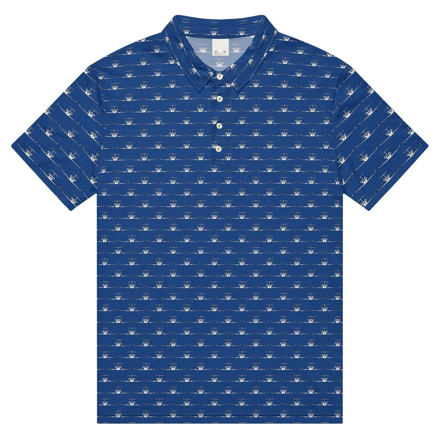 Blue Jet Pilot polo shirt with slim fit and jet pilot pattern for casual and sporty looks