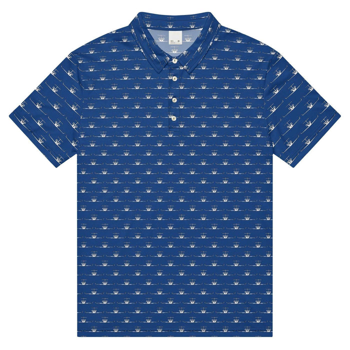 Modern slim fit airplane polo shirt for men with jet pilot collar and breathable fabric