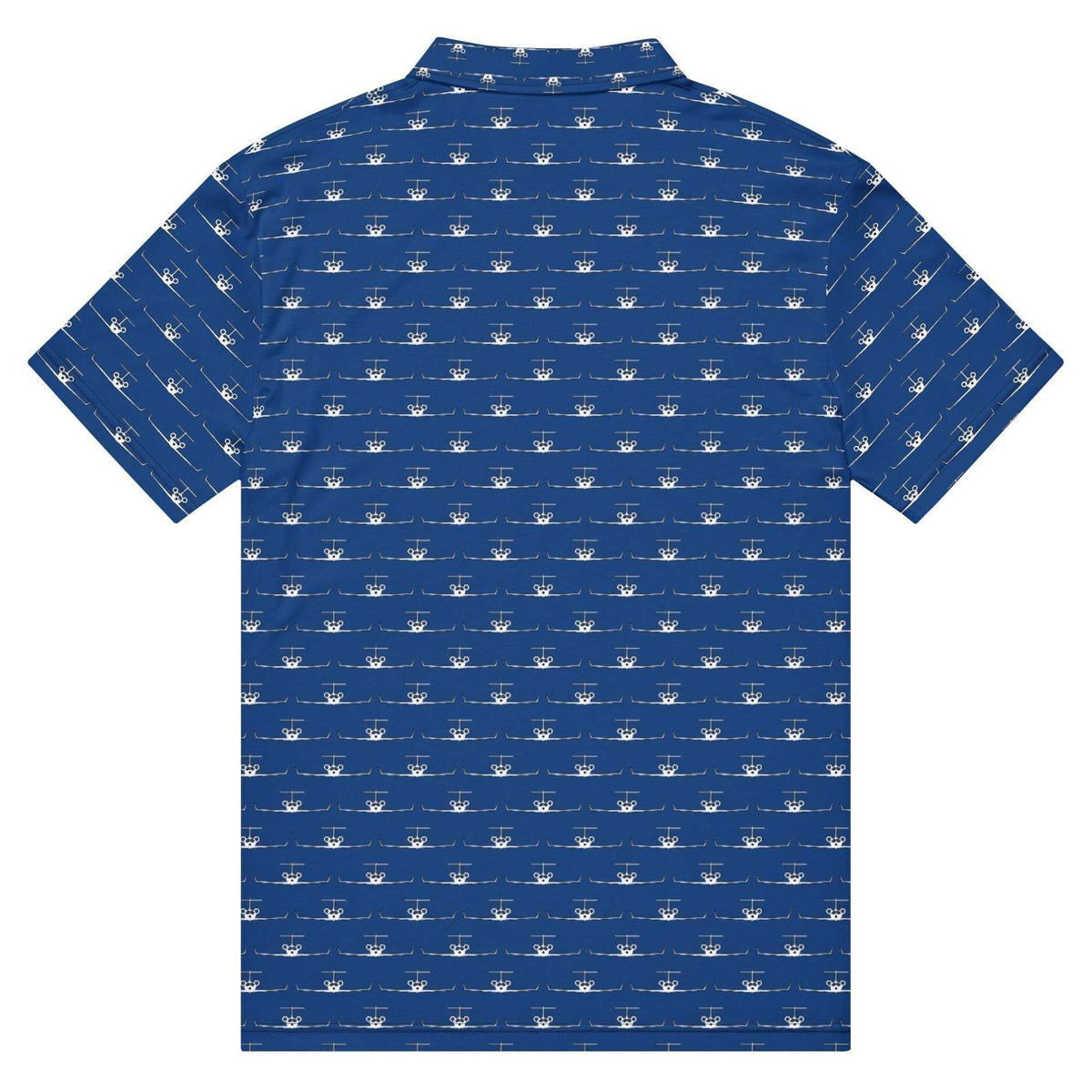 Modern slim fit Airplane Polo shirt for men with classic jet pilot collar, breathable fabric, and white button placket.