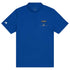 Blue Jet Set Crew Adidas sport polo made from 100% recycled polyester with hydrophilic finish and logo on sleeve