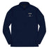 Jet Set Crew Quarter zip pullover navy blue eco-friendly lightweight sweatshirt with UPF 50+ protection and sweat-wicking fabric