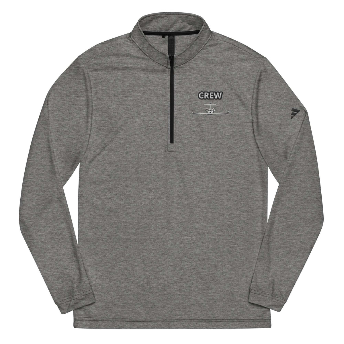 Jet Set Crew Quarter zip pullover eco-friendly lightweight workout top with UPF 50+ protection and adidas logo