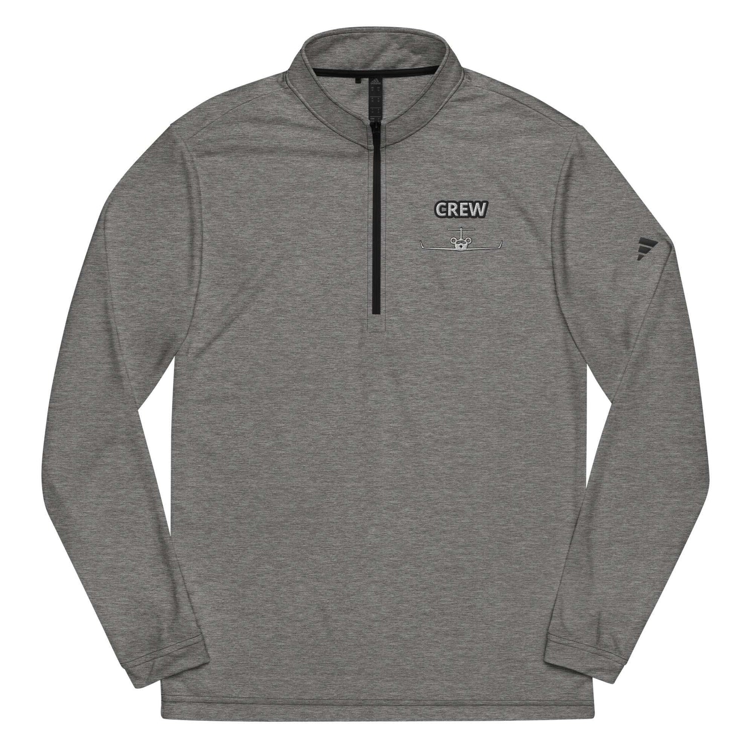 Jet Set Crew Quarter zip pullover in grey, lightweight eco-friendly athletic top with sweat-wicking fabric and UPF 50+ protection