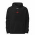 Jet Set Limited black fleece hoodie with red airplane design and embroidered Under Armour logo