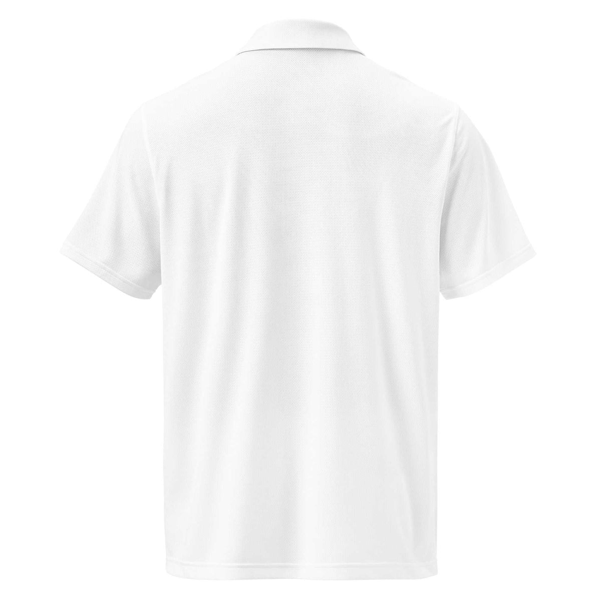 Men's pilot polo shirt with embroidered private jet logo, moisture-wicking and performance fit in black, white, and navy
