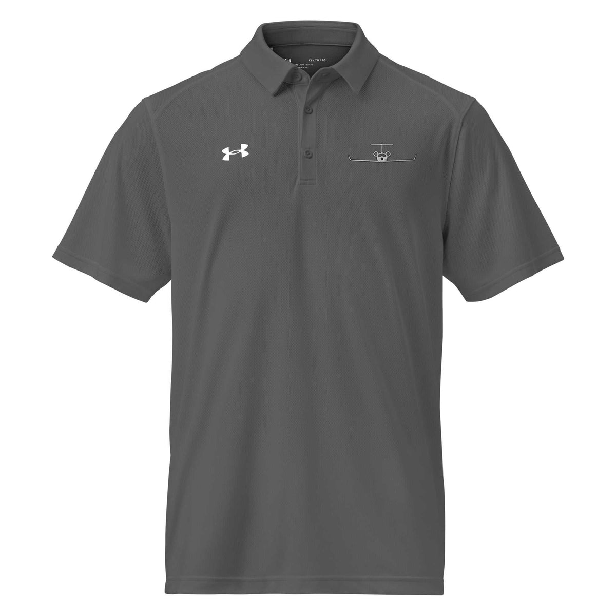 Pilot polo shirt with embroidered private jet logo, moisture-wicking performance fit golf and travel polo