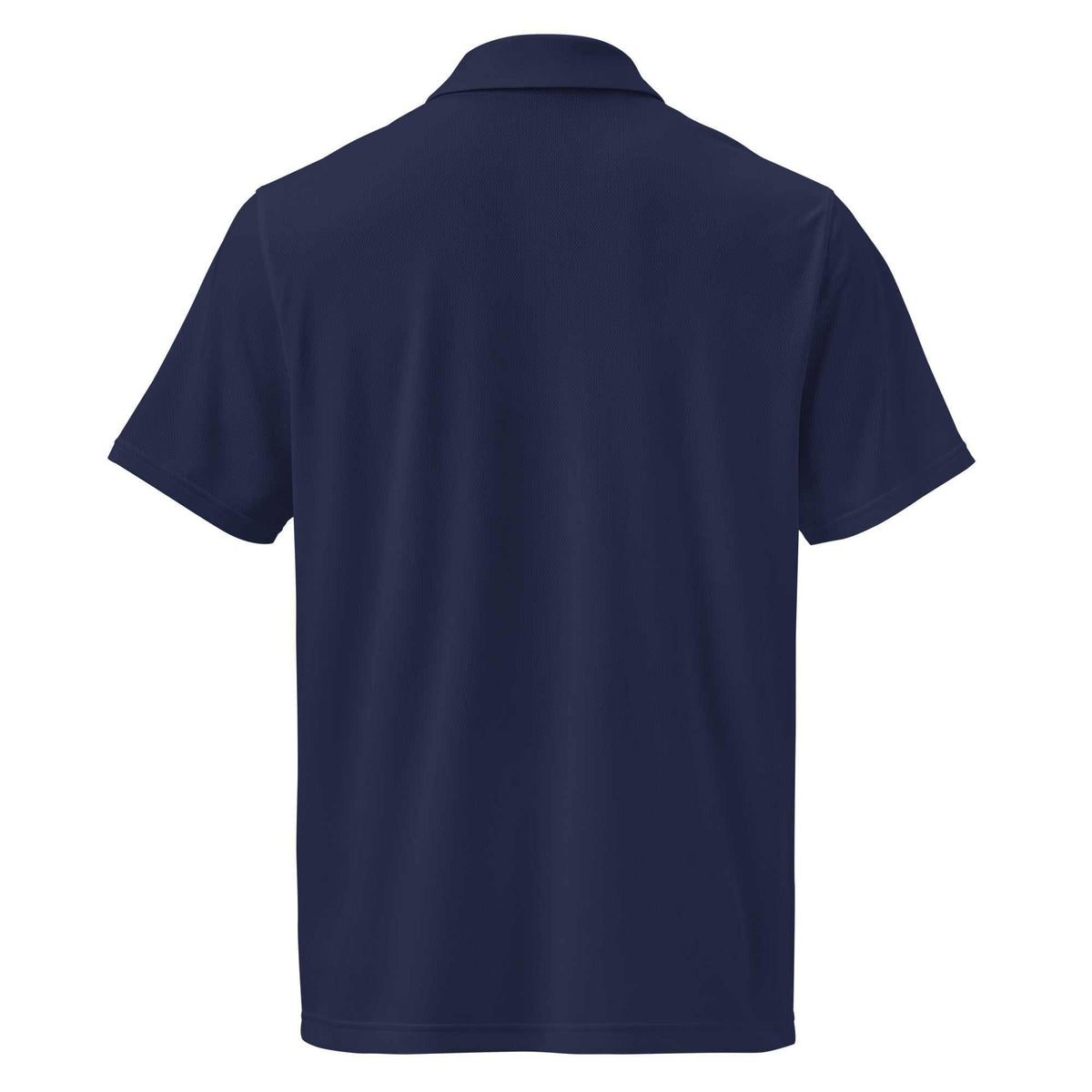 Men's pilot polo shirt with embroidered private jet logo, moisture-wicking performance fabric, and stretch fit.