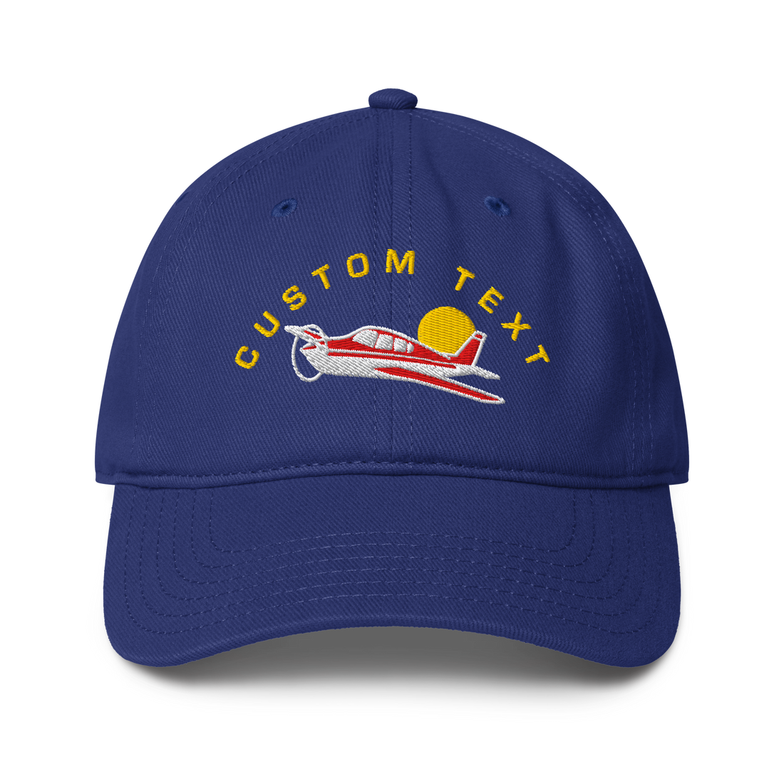 Blue cap with airplane design and &