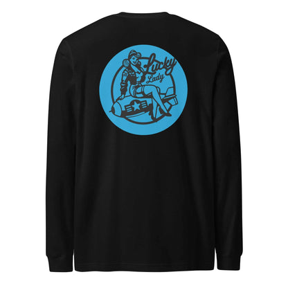 Lucky Lady Front Logo &amp; Large Back Unisex Long Sleeve Tee - Prop and Piston
