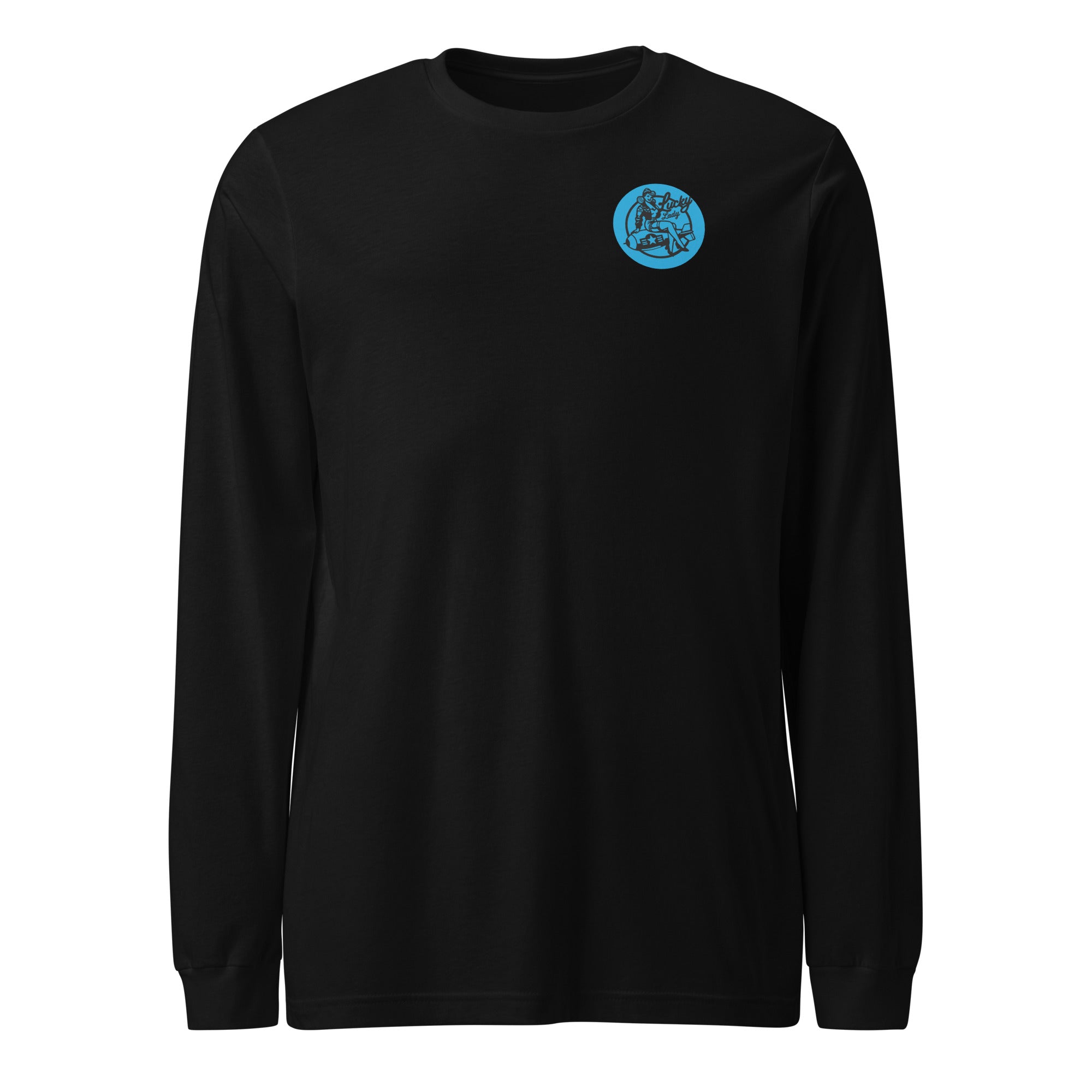 Lucky Lady Front Logo & Large Back Unisex Long Sleeve Tee - Prop and Piston