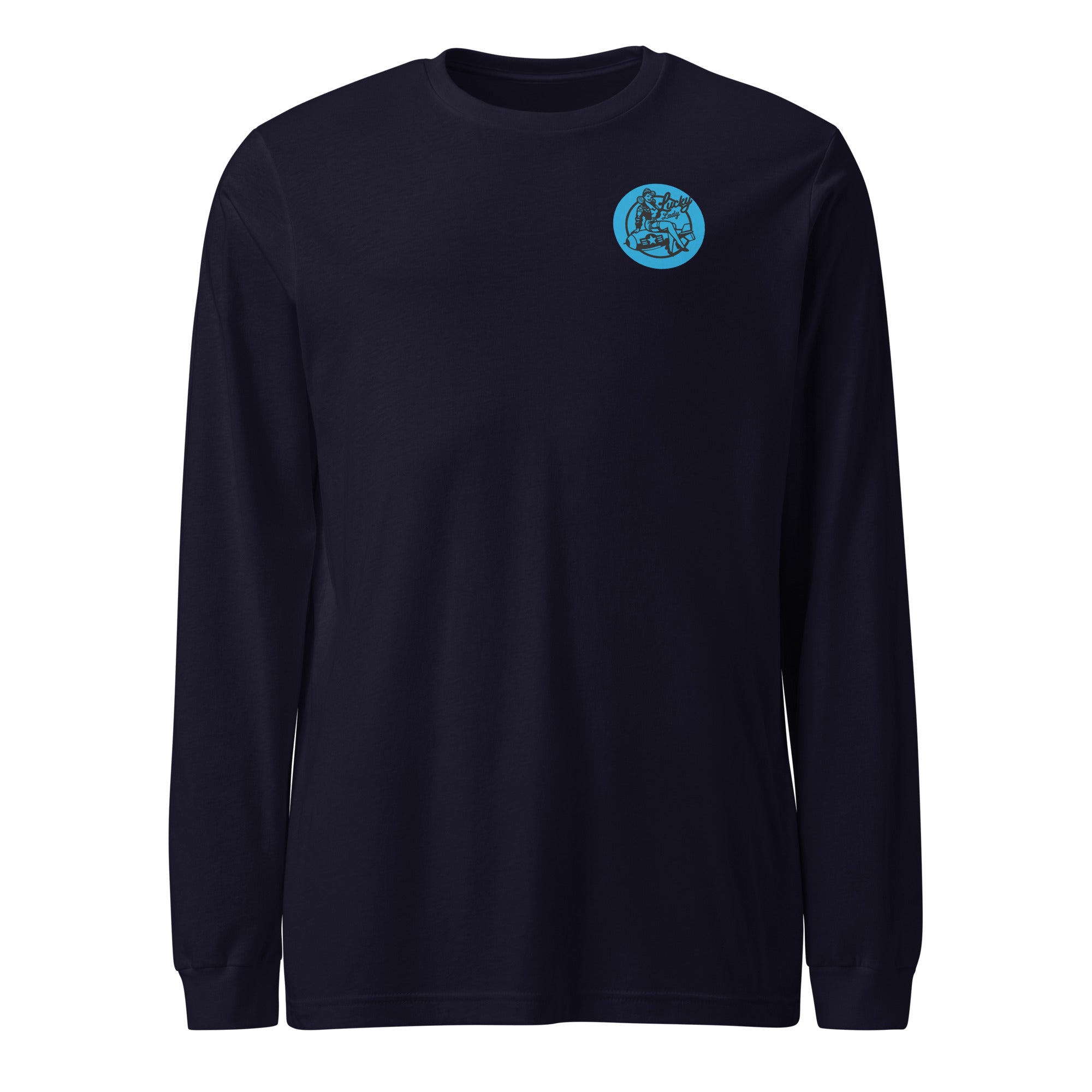 Lucky Lady Front Logo & Large Back Unisex Long Sleeve Tee - Prop and Piston