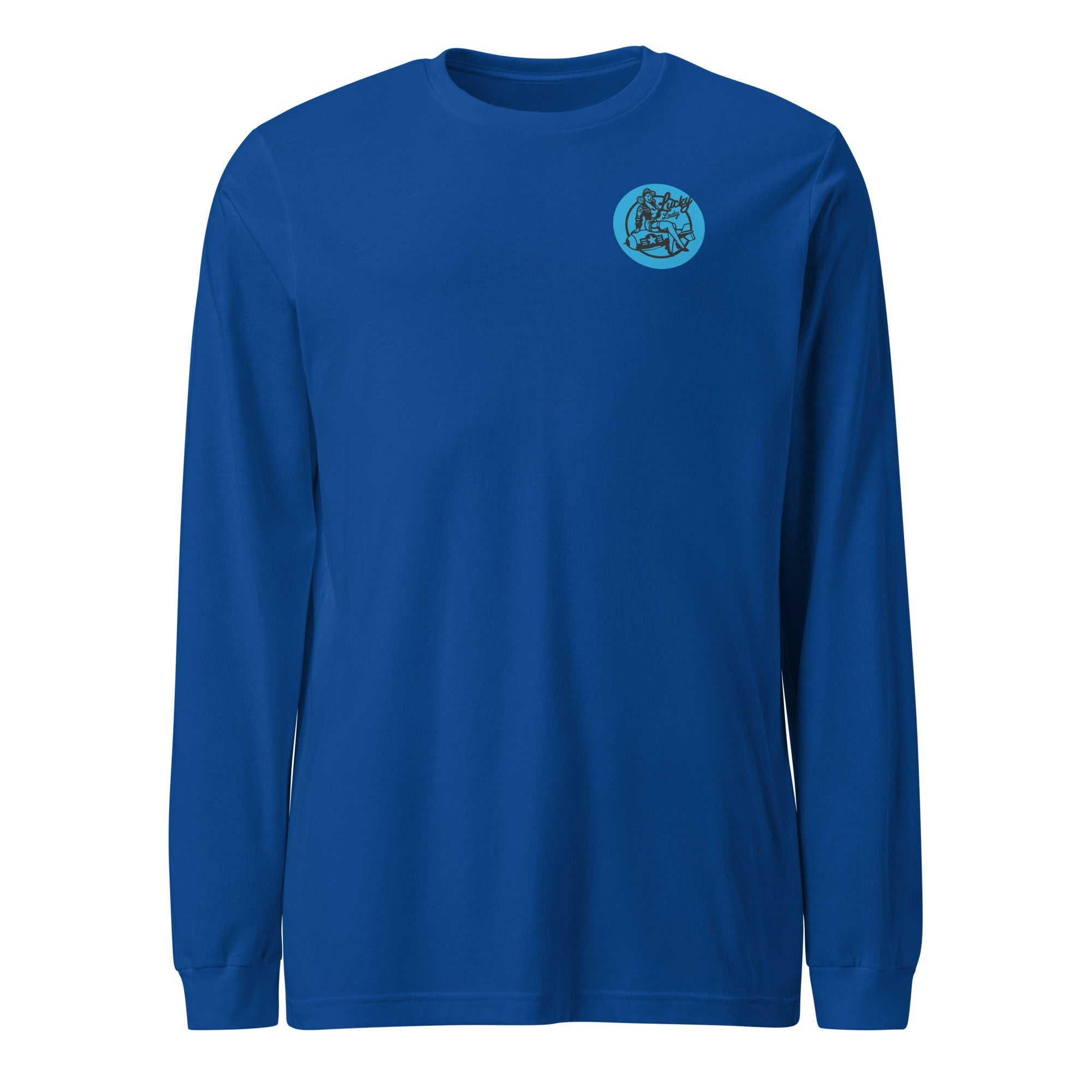 Lucky Lady Front Logo & Large Back Unisex Long Sleeve Tee - Prop and Piston