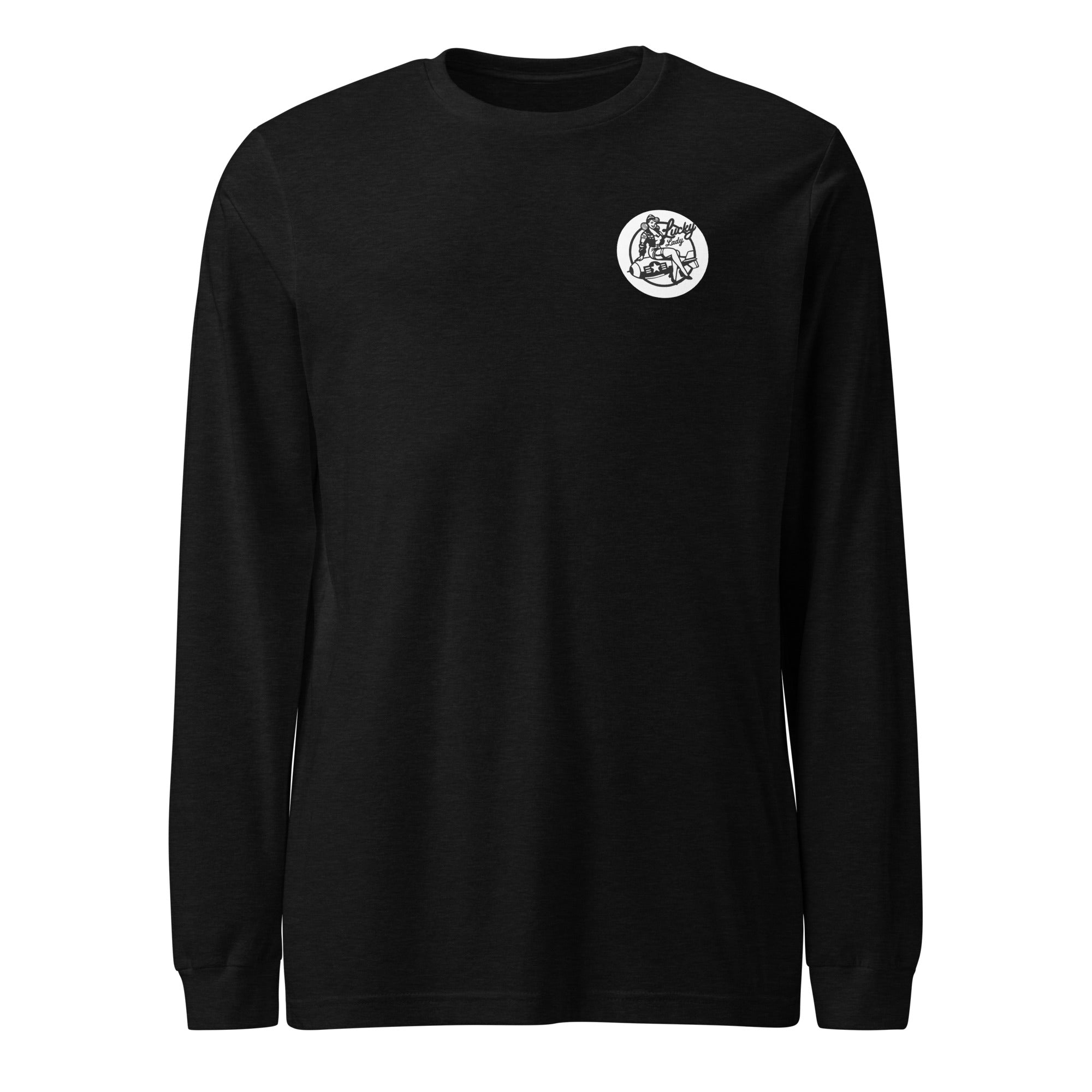 Lucky Lady Front Logo & Large Back Unisex Long Sleeve Tee - Prop and Piston