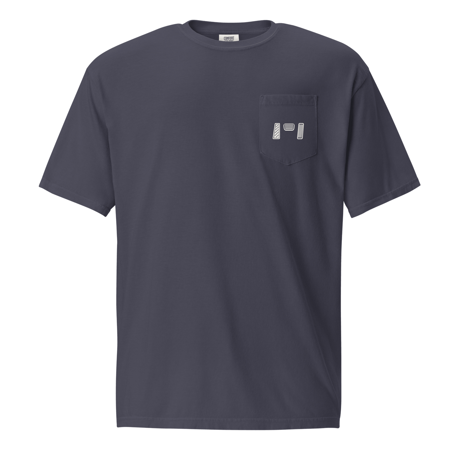 Manual transmission t-shirt featuring a pocket detail, made of 100% ring-spun cotton for a relaxed look.