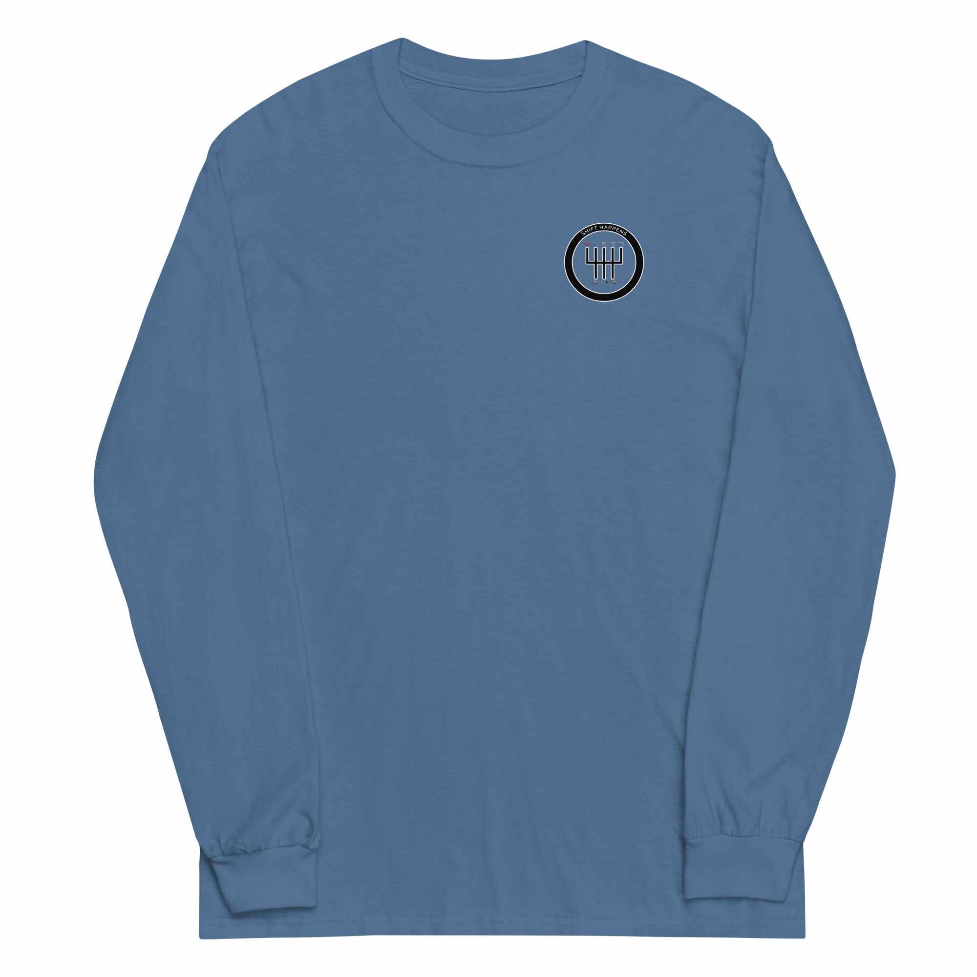 Blue Shift Happens long sleeve t-shirt with rib cuffs and round neckline