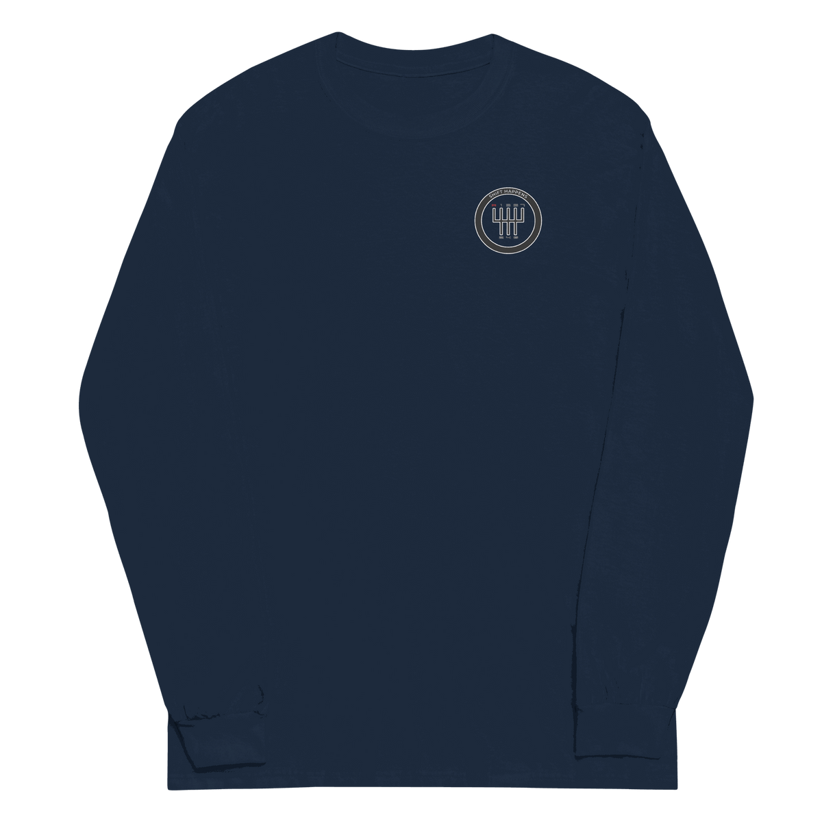 Men's Shift Happens Long Sleeve T-Shirt in classic fit with rib cuffs and 100% cotton material