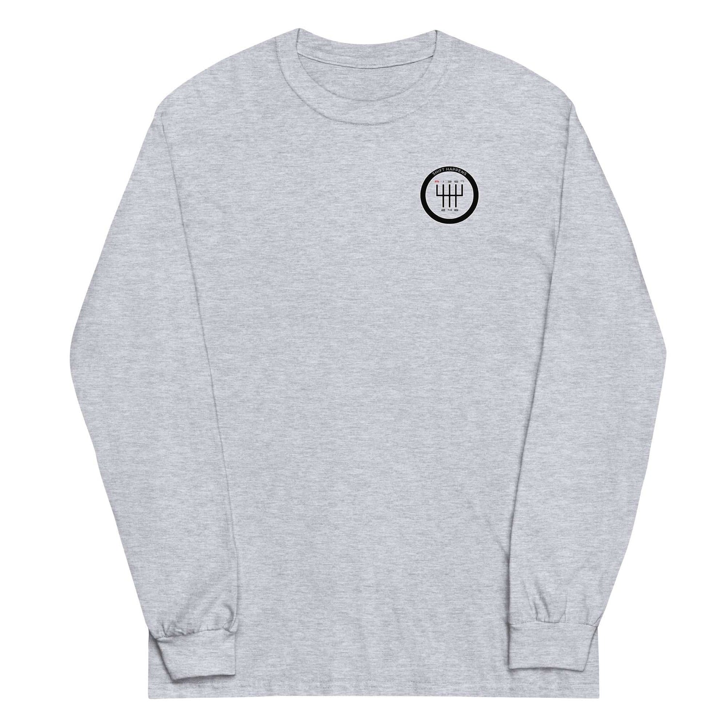 Shift Happens Long Sleeve T-Shirt in sport grey with classic fit and ribbed cuffs