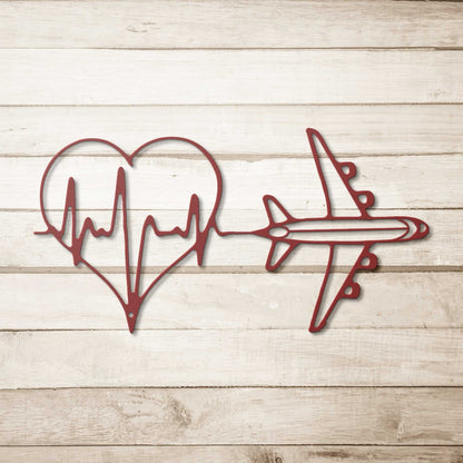 Metal Wall Art Heartbeat Travel Wall Art Modern Aviation Decor - Prop and Piston