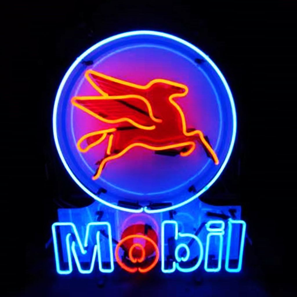 Mobil Gas Oil Flying Horse Neon Signs Light - Prop and Piston