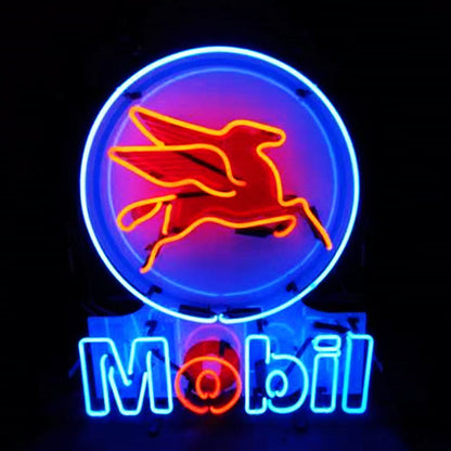Mobil Gas Oil Flying Horse Neon Signs Light - Prop and Piston
