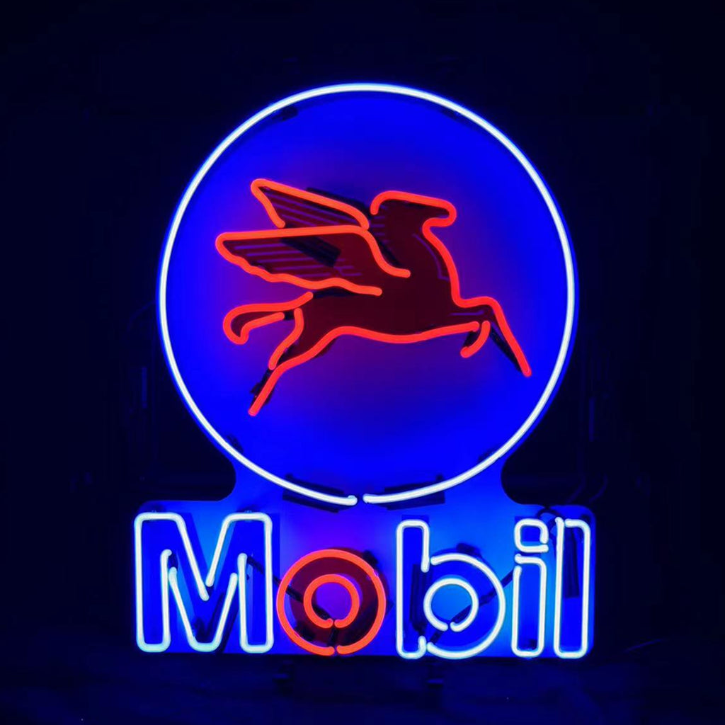 Mobil Gas Oil Flying Horse Neon Signs Light - Prop and Piston