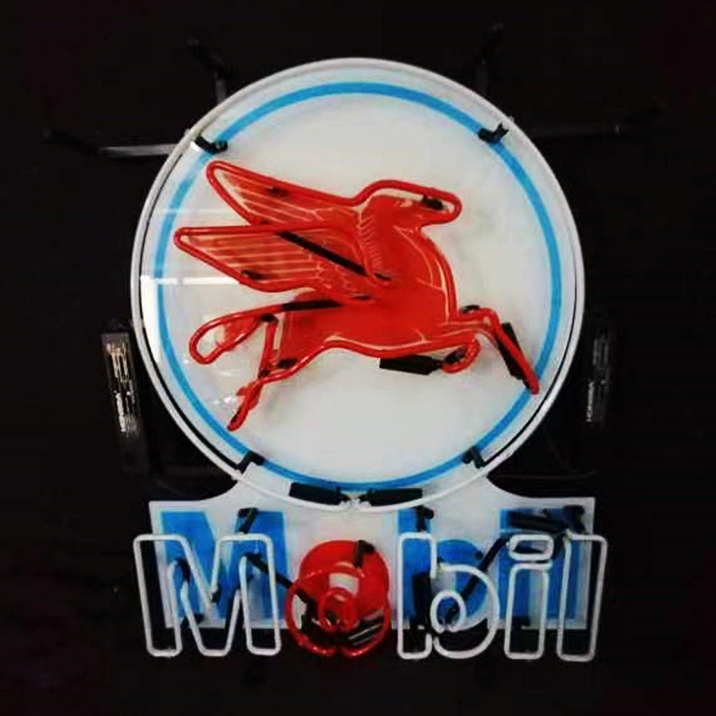 Mobil Gas Oil Flying Horse Neon Signs Light - Prop and Piston