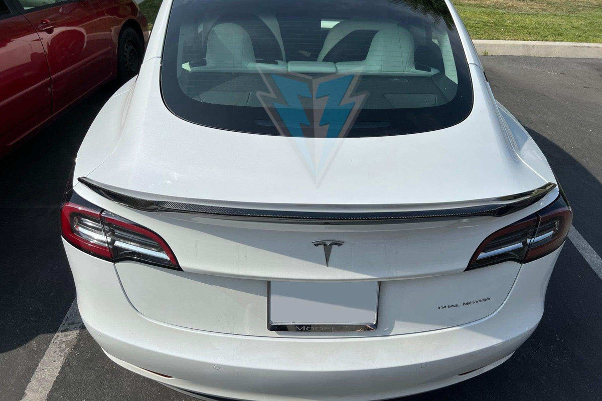 FYBR Tesla Model 3 RS genuine carbon fiber trunk spoiler with glossy UV-resistant finish
