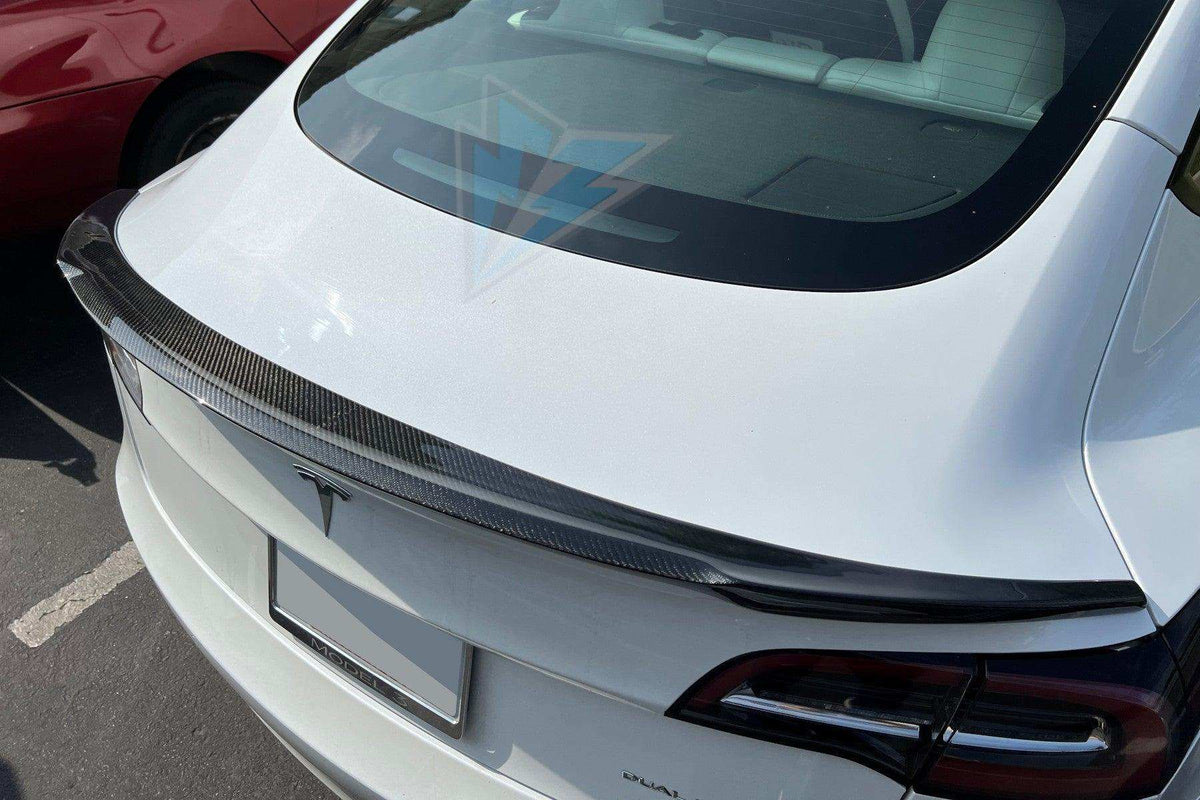 FYBR Tesla Model 3 RS genuine carbon fiber trunk spoiler with UV resistant gloss finish