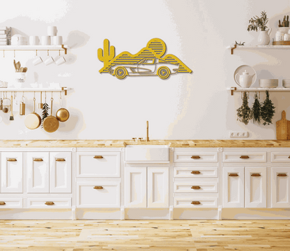 Custom Corvette Silhouette Metal Art – Personalized Corvette Wall Decor, LED-Ready, Powder-Coated Steel, Car Lover Gift