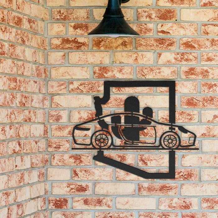Nine Eleven Arizona cactus wall art metal emblem with desert and motorsport design in multiple finishes