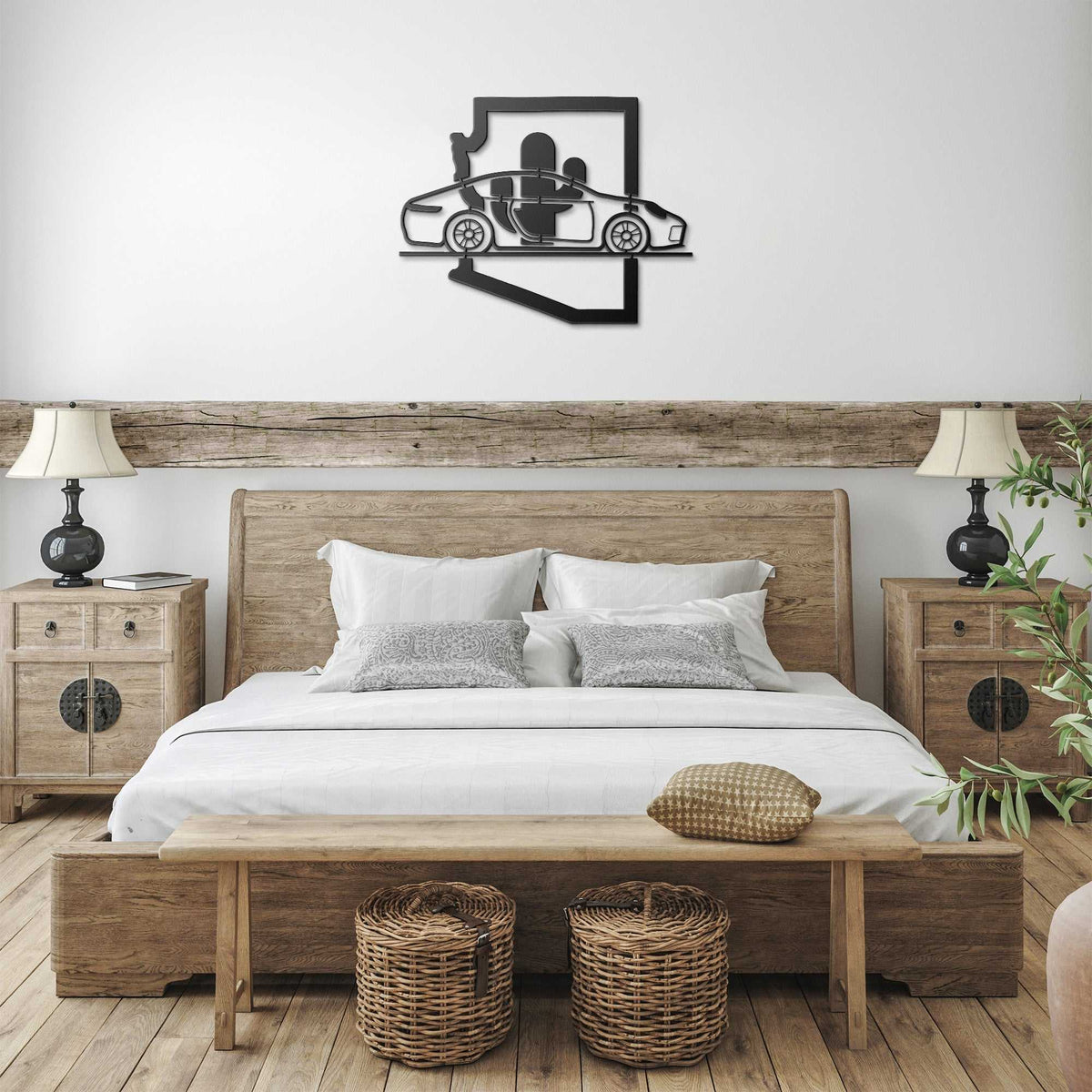 Nine Eleven Arizona cactus wall art made from powder-coated steel, available in five colors, durable for indoor and outdoor decor