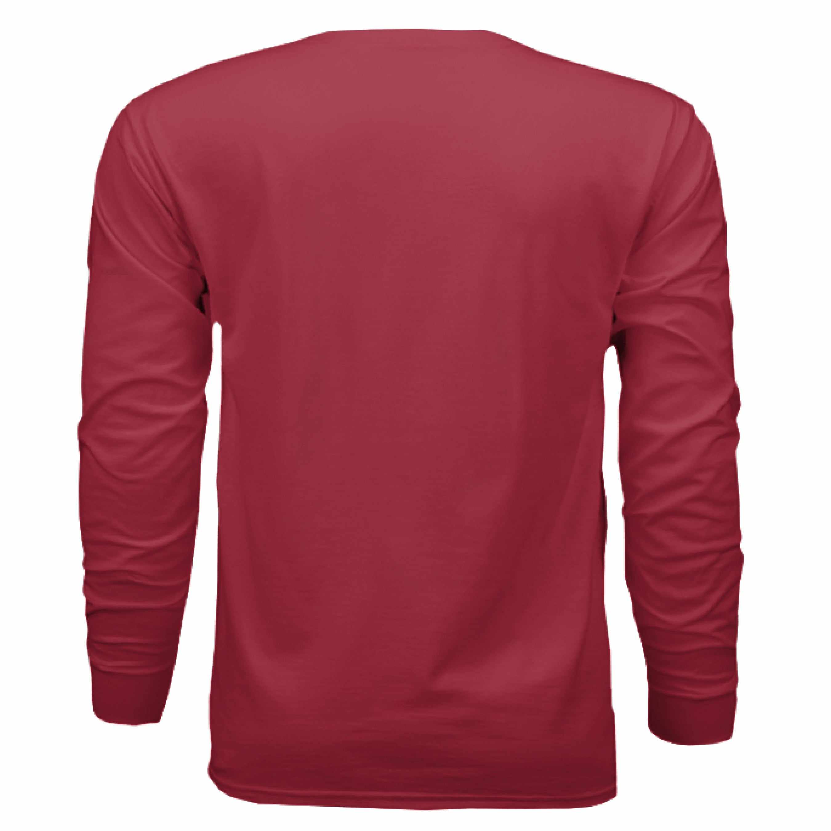 Back view of red Flight Academy long sleeve t-shirt made with 100% combed and ringspun cotton
