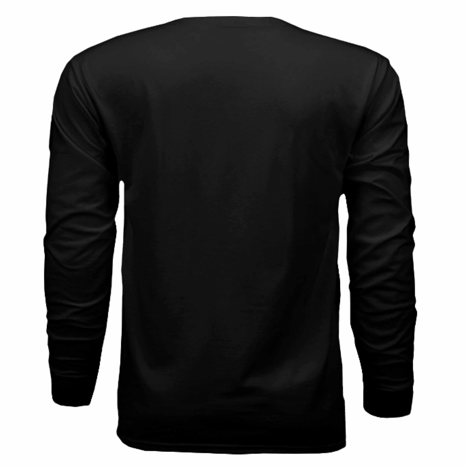 Back view of black Flight Academy long sleeve t-shirt with ribbed cuffs and tailored fit