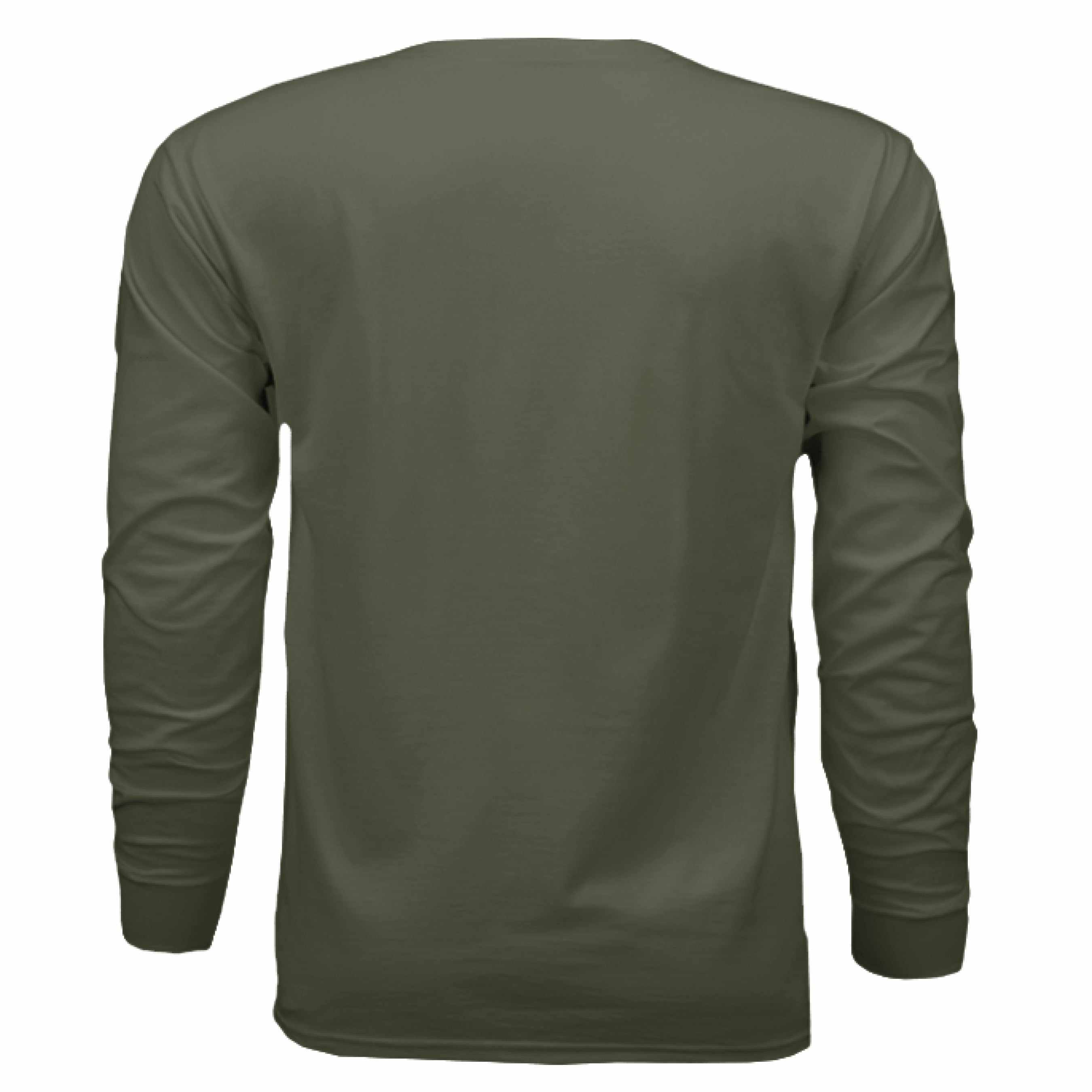 Flight academy long sleeve t-shirt in olive green, fitted with ribbed cuffs and tear-away label