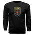 Flight Academy long sleeve t-shirt in black with airplane logo, tailored fit, ribbed cuffs, 100% combed cotton