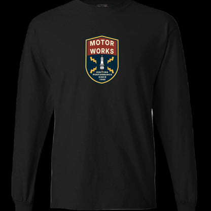 Motor Works long sleeve T-Shirt black retro garage style for car lovers