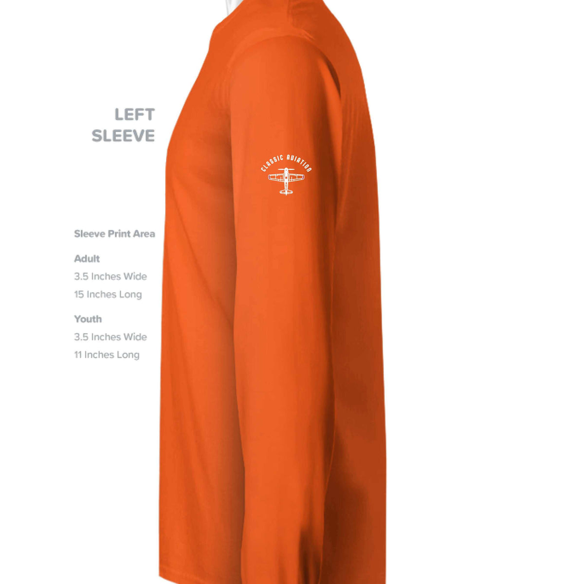 Motor Works long sleeve T-Shirt in orange with classic automotive sleeve print for car lovers