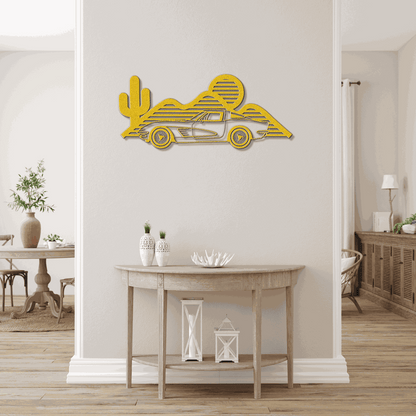 Custom Corvette Silhouette Metal Art – Personalized Corvette Wall Decor, LED-Ready, Powder-Coated Steel, Car Lover Gift