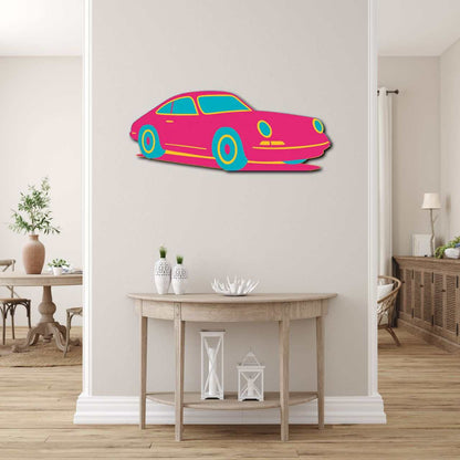 Multicolor metal sign of a sports car wall art for indoor and outdoor decor