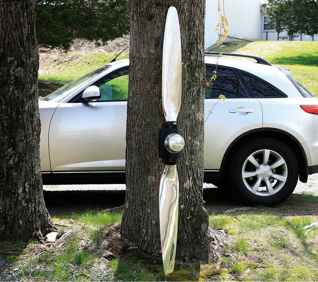 2-Bladed McCauley Mirror High Polished Airplane Propeller Sculpture - Prop and Piston