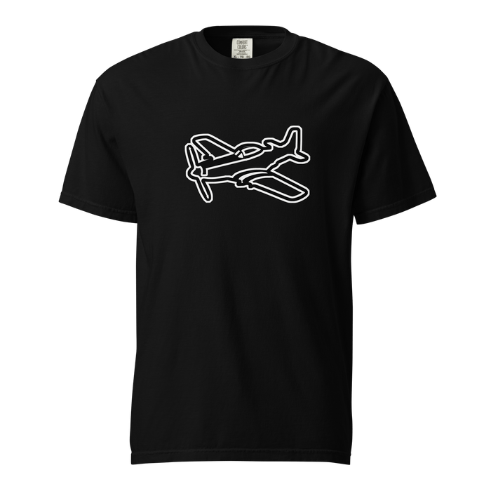 P51 Black and White unisex garment-dyed heavyweight t-shirt made of 100% ring-spun cotton with relaxed fit and durable double-needle stitching