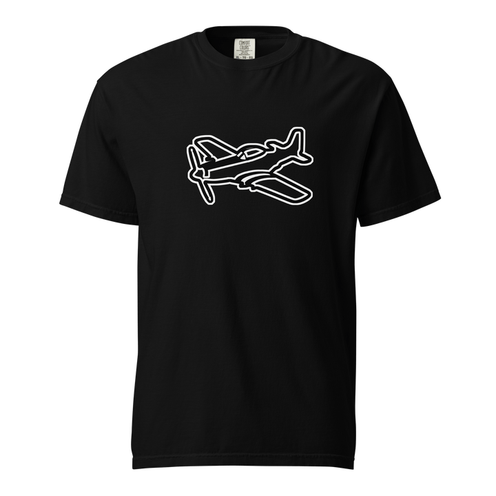 P51 Black and White unisex garment-dyed heavyweight t-shirt made of 100% ring-spun cotton with relaxed fit and durable double-needle stitching